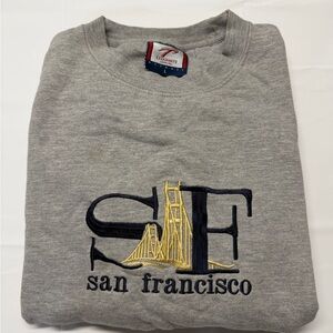 Vintage Gray Crewneck Sweatshirt with SF Embroidery